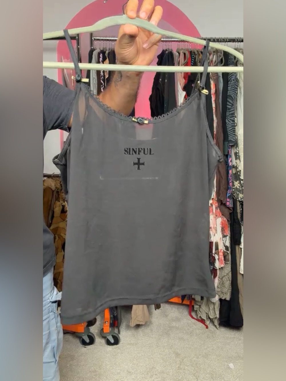 RARE 🔥 Vive Maria Vintage Grail Mesh “Sinful” Rosette Tank Top